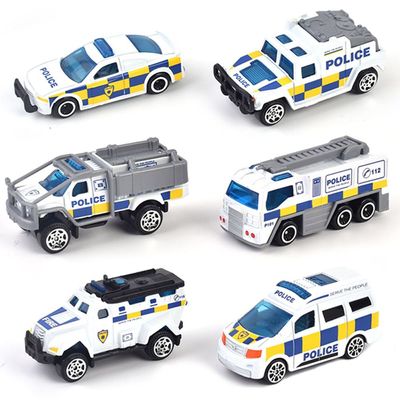 Little Story Alloy Sliding Police Toy Car (6Pcs) - White