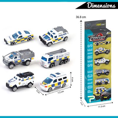 Little Story Alloy Sliding Police Toy Car (6Pcs) - White