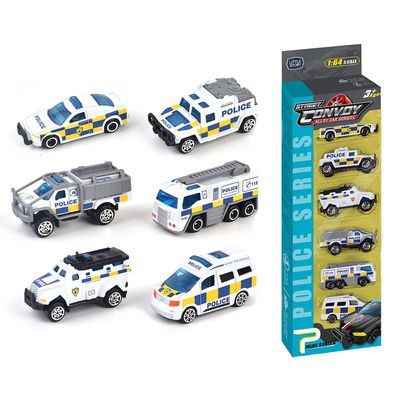 Little Story Alloy Sliding Police Toy Car (6Pcs) - White