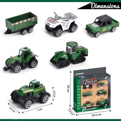 Little Story Alloy Sliding Farmer's Vehicle (6Pcs) - Multicolor