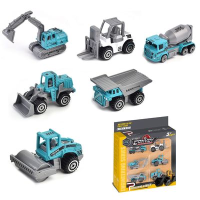 Little Story Alloy Sliding Engineering Toy Truck (6 Pcs) - Multicolor