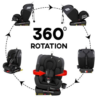 Teknum Evolve 360° Car Seat 0-12Yrs Black With Isofix