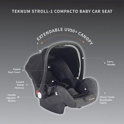 Teknum STROLL - 1 Compacto Baby Car Seat - Black