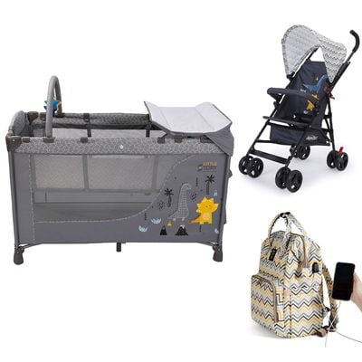 Little Story Playard + Stroller & Diaper Bag Set