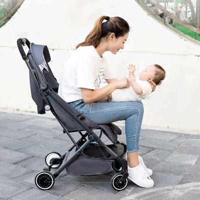 Travel Lite Stroller - SLD by Teknum with Sunveno Styler Fashion diaper Bag - Dark Grey
