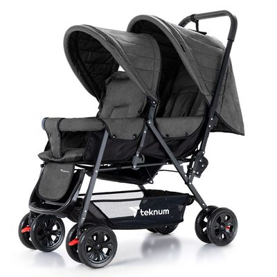 Eazy Kids Teknum Double Baby Stroller - Dark Grey