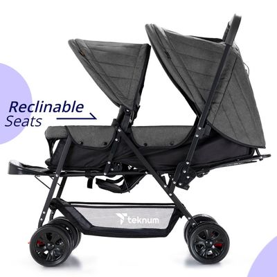 Teknum Double Baby Stroller - Dark Grey