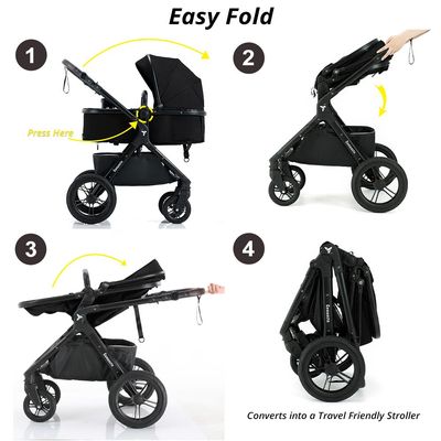 Eazy Kids Teknum 3In1 Compacto Travel Stroller-Black