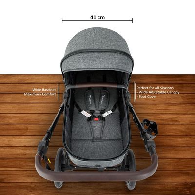 Eazy Kids Teknum 3In1 Compacto Travel Stroller-Dark Grey