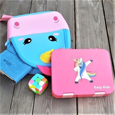 Nohoo Unicorn Bag + Bento Lunch Box - Pink