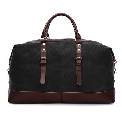 Weekender Leather Duffle Bag - Black