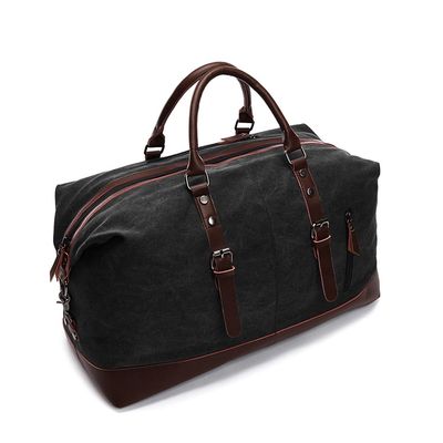 Weekender Leather Duffle Bag - Black
