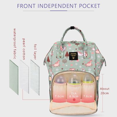 Sunveno Diaper Bag With Usb - Green Dream Sky + Hooks
