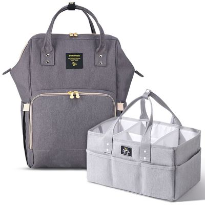 Sunveno Diaper Bag W/ Usb + Diaper Caddy - Grey