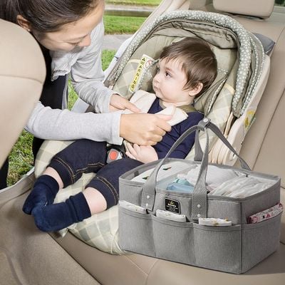 Sunveno Diaper Bag w / USB + Diaper Caddy - Grey