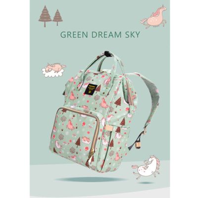 Sunveno Diaper Bag with USB - Green Dream Sky