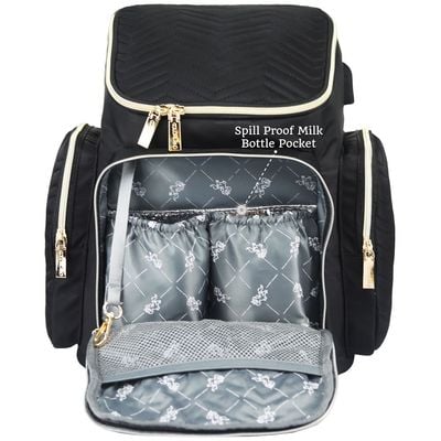 Little Story Georgia Diaper Bag wt Changing Pad & Stroller Hooks - Black