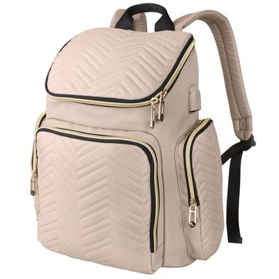 Little Story Georgia Diaper Bag wt Changing Pad & Stroller Hooks - Ivory