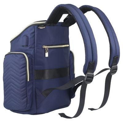 Little Story Georgia Diaper Bag wt Changing Pad & Stroller Hooks - Navy Blue