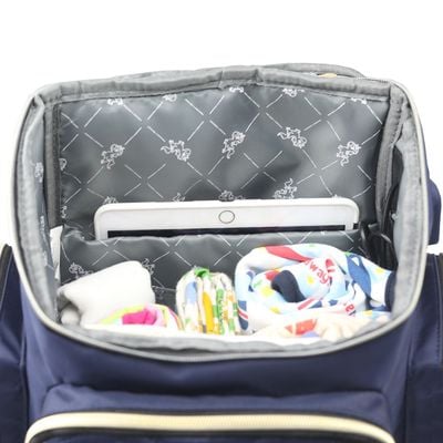 Little Story Georgia Diaper Bag wt Changing Pad & Stroller Hooks - Navy Blue