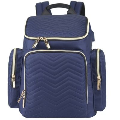 Little Story Georgia Diaper Bag wt Changing Pad & Stroller Hooks - Navy Blue