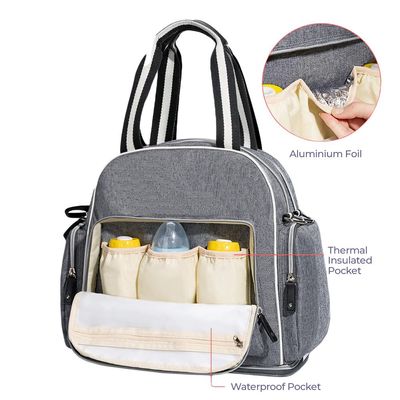 Sunveno Signature Maternity Diaper bag - Grey + Stroller Hooks