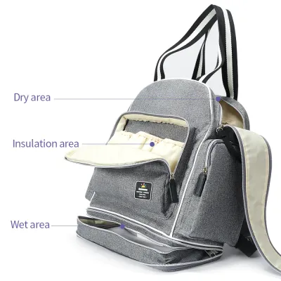 Sunveno Signature Maternity Diaper bag - Grey + Stroller Hooks