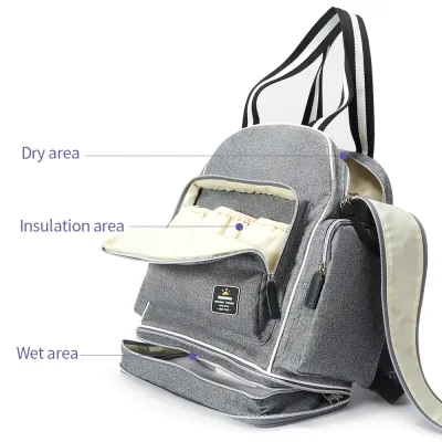 Sunveno Signature Maternity Diaper Bag - Grey + Stroller Hooks