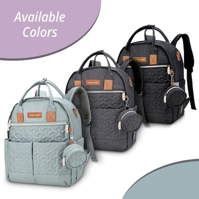 Little Story Quilted Diaper Backpack w / Pacifier bag and Stroller hooks - Grey