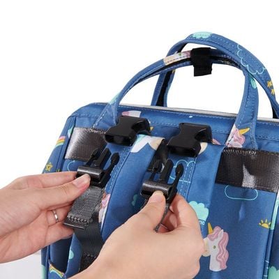 Sunveno Stylish Diaper Travel Backpack XL wt Stroller Straps & Changing Pad - Unicorn Blue