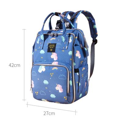 Sunveno Stylish Diaper Travel Backpack XL wt Stroller Straps & Changing Pad - Unicorn Blue