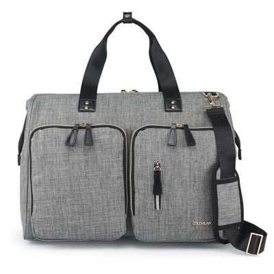 Little Story Gabrielle Mom Dad XL Travel Diaper Bag w / Diaper Changing Mat - Grey