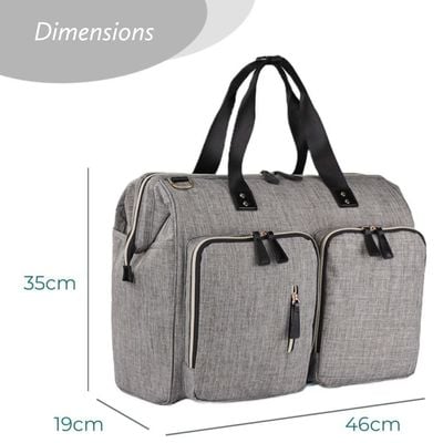 Little Story Gabrielle Mom Dad XL Travel Diaper Bag w / Diaper Changing Mat - Grey