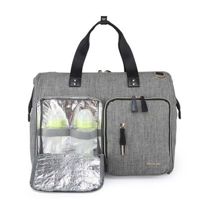 Little Story Gabrielle Mom Dad XL Travel Diaper Bag w / Diaper Changing Mat - Grey