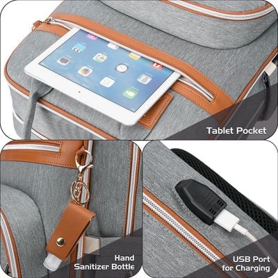 Little Story 2in1 Diaper Bag w / Sanitizer Bottle keychain & Stroller Hooks - Grey