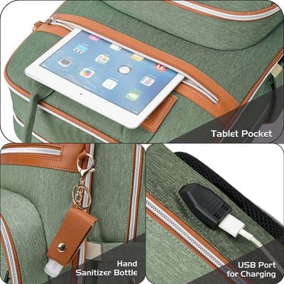 Little Story 2in1 Diaper Bag w / Sanitizer Bottle keychain & Stroller Hooks - Green