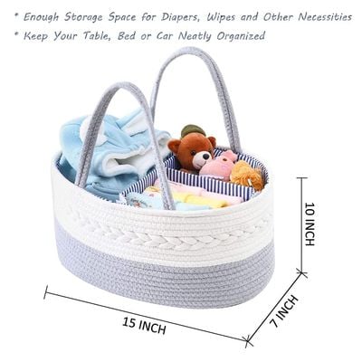 Little Story Cotton Rope Diaper Caddy - Grey