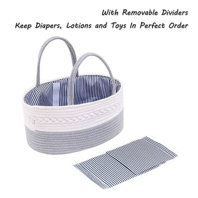 Little Story Cotton Rope Diaper Caddy - Grey