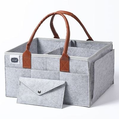 Little Story Diaper Caddy + Travel Pouch - Medium - Grey