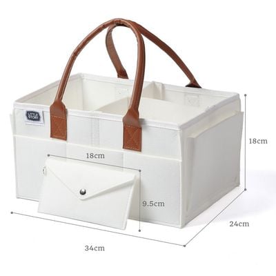 Little Story Diaper Caddy + Travel Pouch - Medium - White