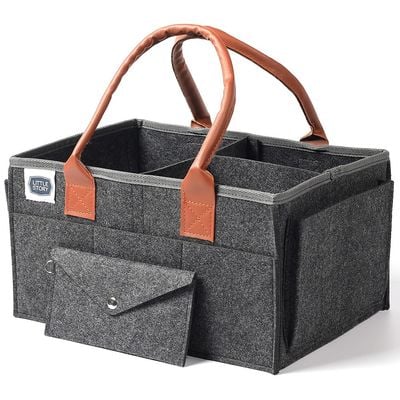 Little Story Diaper Caddy + Travel Pouch - Medium - Dark Grey