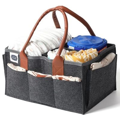 Little Story Diaper Caddy + Travel Pouch - Medium - Dark Grey