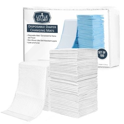 Little Story Diaper Caddy with 100pcs Changing Mats - Grey