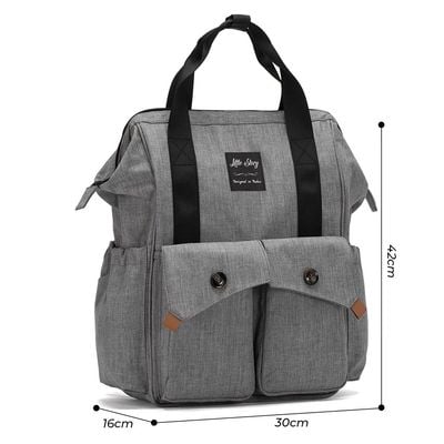 Little Story Elite Diaper Bag w / Stroller Hooks & Changing mat - Grey