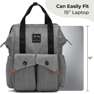 Little Story Elite Diaper Bag w / Stroller Hooks & Changing mat - Grey