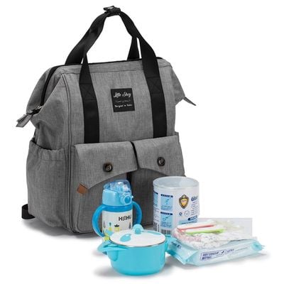 Little Story Elite Diaper Bag w / Stroller Hooks & Changing mat - Grey