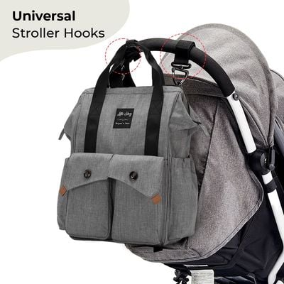 Little Story Elite Diaper Bag w / Stroller Hooks & Changing mat - Grey