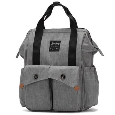 Little Story Elite Diaper Bag w / Stroller Hooks & Changing mat - Grey