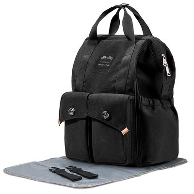 Little Story Elite Diaper Bag W/ Stroller Hooks & Changing Mat -Black