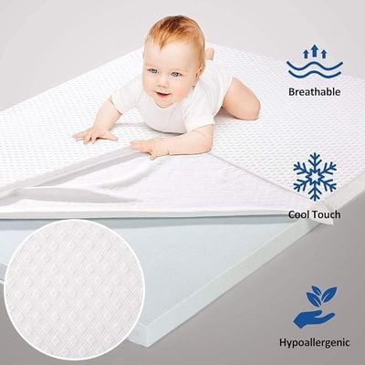 Vital Memory Foam (Visco) Mattress Topper Height of 5 cm With Removable Knitted Fabric Cover (Double - 120 x 200)